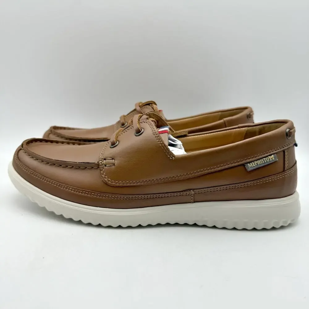 Mephisto Mens Trevis Boat Shoes US 7.5 EU 41.5 Brown Leather NWOB